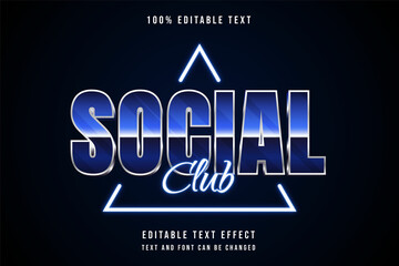 Fototapeta premium Social club,3 dimensions editable text effect blue gradation purple 80s cinematic text style