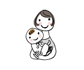 赤ちゃんとお母さん上半身