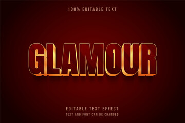 glam our,3 dimensions editable text effect red gradation yellow shadow text style