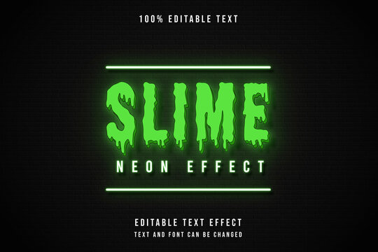 slime neon effect,3 dimensions editable text effect green gradation neon text style