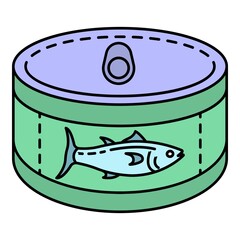 Tuna tin can icon. Outline tuna tin can vector icon color flat isolated on white