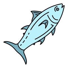 Tuna fish icon. Outline tuna fish vector icon color flat isolated on white