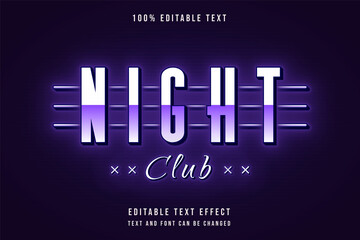 Fototapeta na wymiar night club,3 dimensions editable text effect purple gradation neon text style