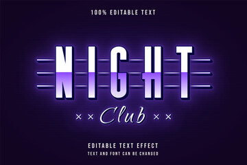 night club,3 dimensions editable text effect purple gradation neon text style