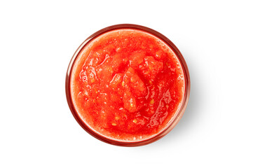 Tomato sauce in a bowl on white
