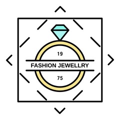 Fashion ring jewelry logo. Outline fashion ring jewelry vector logo color flat isolated on white