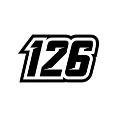 Racing number 126 logo on white background
