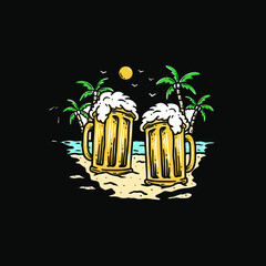 Cheers in beach vector illustration