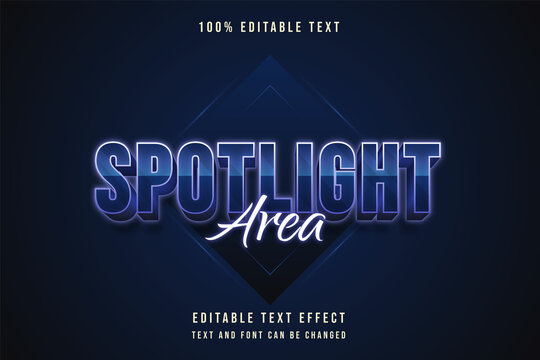 spotlight area,3 dimensions editable text effect blue gradation purple neon text style