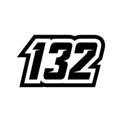 Racing number 132 logo on white background