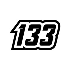 Racing number 133 logo on white background