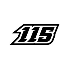 Racing number 115 logo on white background