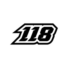 Racing number 118 logo on white background