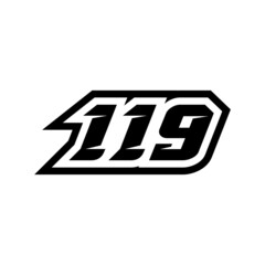 Racing number 119 logo on white background