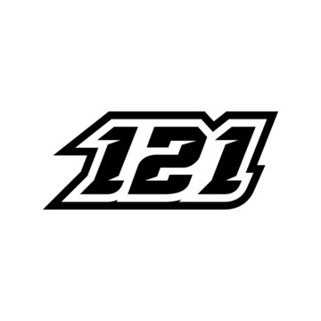 Racing number 121 logo on white background
