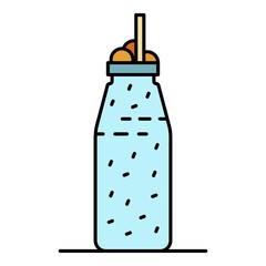 Fototapeta premium Smoothie bottle icon. Outline smoothie bottle vector icon color flat isolated on white