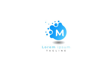 Letter M blue colour creative and simple bubble modern business logo
