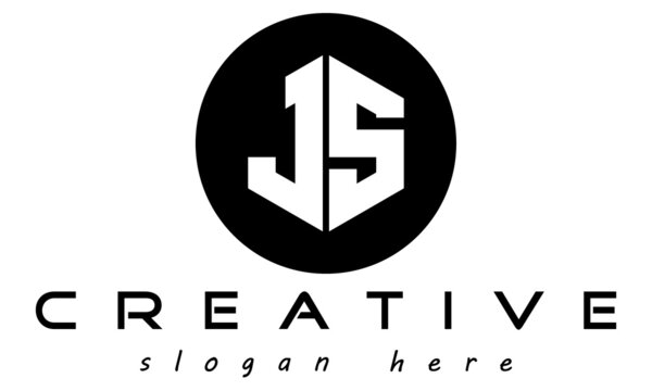 geometric polygon JS letter logo design vector, business logo, icon shape logo, stylish logo template