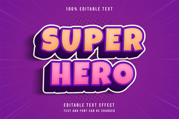 Superhero,3 dimensions editable text effect yellow gradation pink purple comic shadow text style