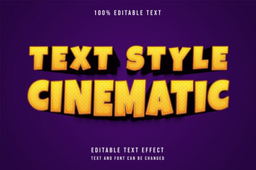 Text effect cinematic,3 dimensions editable text effect yellow gradation orange comic text style