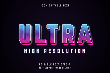 Ultra high resolution,3 dimensions editable text effect blue gradation purple pink neon text style