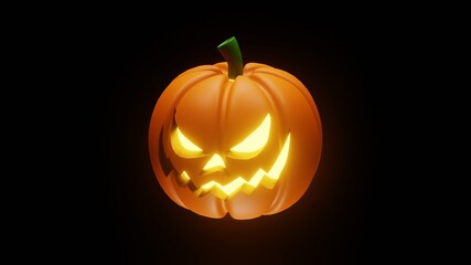 Arrange pumpkin on black background. Orange pumpkin is a vibrant color for your design for the Halloween holiday. 3d rendering