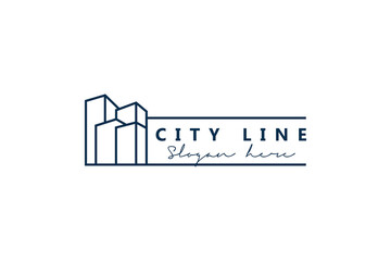 City line minimalist logo design vector
