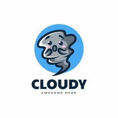 Vector Logo Illustration Cloud Mascot Cartoon Style.