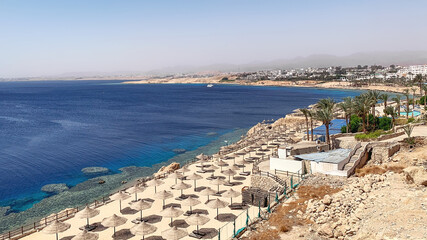 View of the beach in Sharm El Sheikh, Egypt.