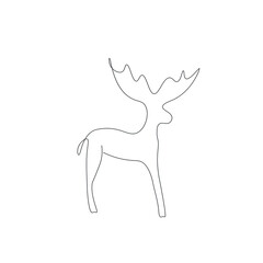 Deer animal silhouette line drawing, vector illustration
