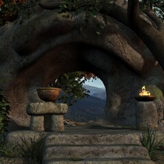3d illustration of an fantasy background with a mystical atmosphere 