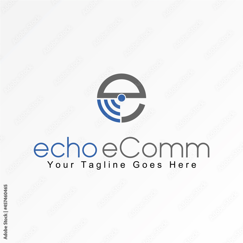 Poster simple letter or word e sans serif font and wifi signal router image graphic icon logo design abstra