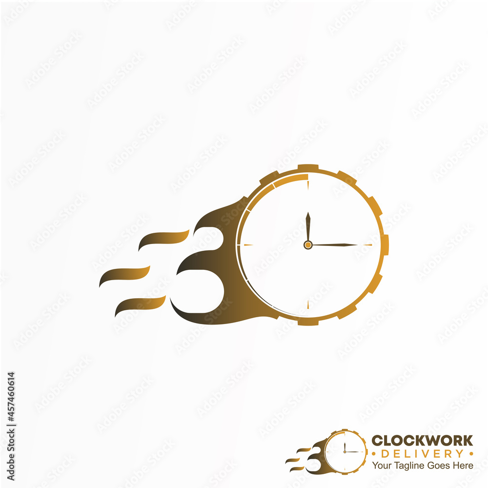 Poster simple combination of clock, gear and speed image graphic icon logo design abstract concept vector s