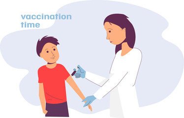 Doctor vaccinates a child, a boy from covid-19, the boy will be healthy, vaccination time