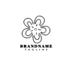 flower logo cartoon icon design template black isolated creative