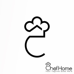 Simple house and chef hat (Chef Home) image graphic icon logo design abstract concept vector stock. can be used as a corporate identity related to cuisine or food