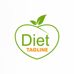 Simple letter writing DIET font with leaf and love image graphic icon logo design abstract concept vector stock. can be used as a corporate identity related to slimming and vegetarian or vegan