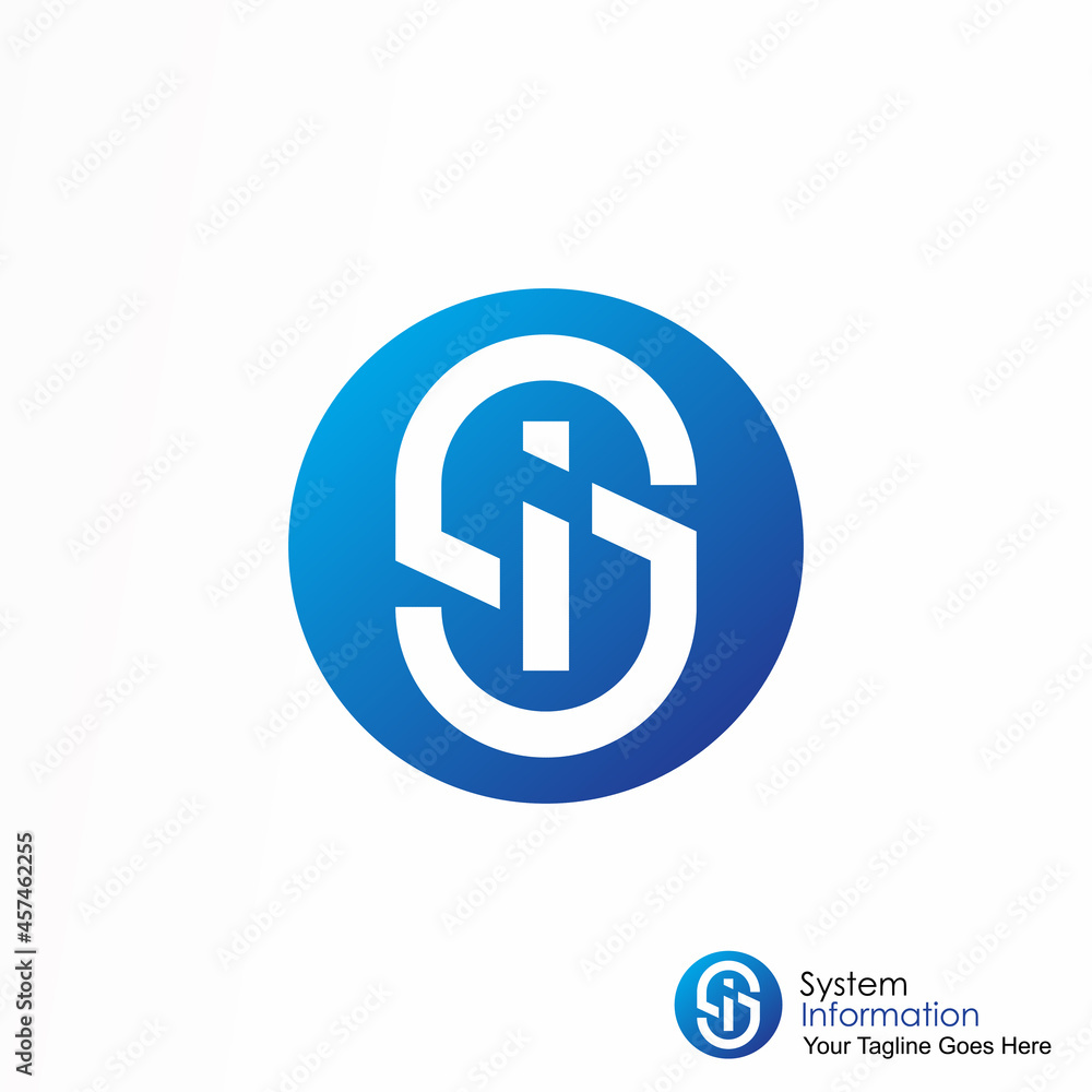 Poster simple letter or word SI or IS flip font in block circle image graphic icon logo design abstract concept vector stock. can be used as a corporate identity relating to technology and initial
