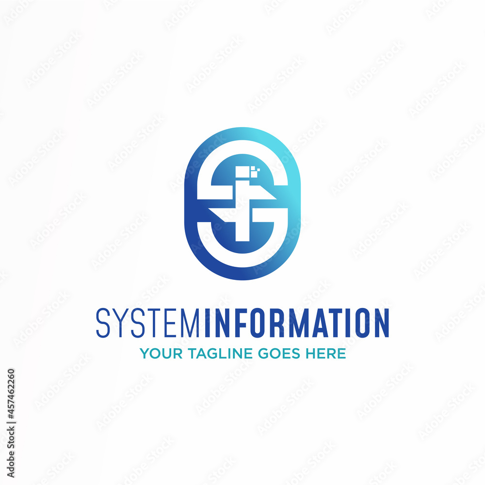 Poster Simple letter or word SI or IS font in block ellipse image graphic icon logo design abstract concept vector stock. can be used as a corporate identity relating to technology and initial