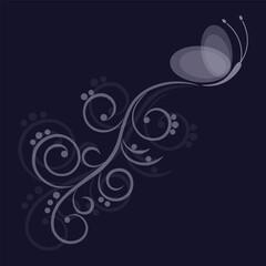 butterfly in flight beautiful swirls print vector image design