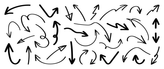 Hand drawn arrow mark icons vector	
