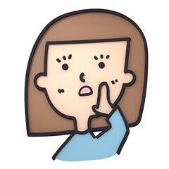 呼びかけている表情の人のちょっと立体的なイラスト