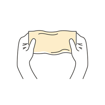 recommend clip art: Checking transparency for gluten elastic dough outline icon. Stretching batter. Homemade bakery. Making sourdough bread preparation step. Instruction for baking recipe. Hand drawn vector illustration.