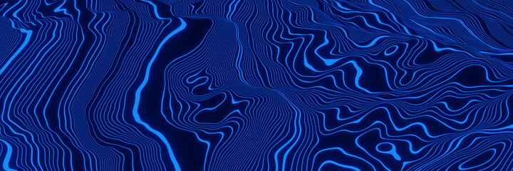 Blue topographic contour lines. Abstract mountain.