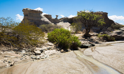 Views of alien looking stone formations in Ischigualasto Provincial Park