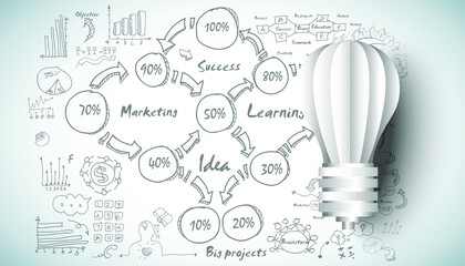 Light bulb Idea. plan think analyze creative startup business. illustration Creativity modern Concept Vector Infographic template.