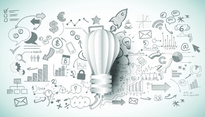 Light bulb Idea. plan think analyze creative startup business. illustration Creativity modern Concept Vector Infographic template.