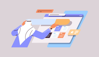 arab man developer creating website ui interface web application development program software optimization