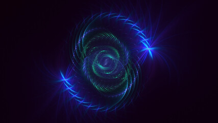 3D rendering abstract blue fractal light background