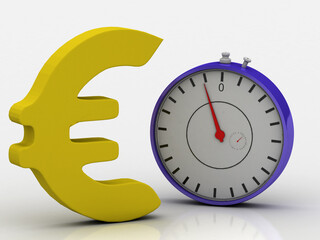 3d rendering stop watch with euro 
